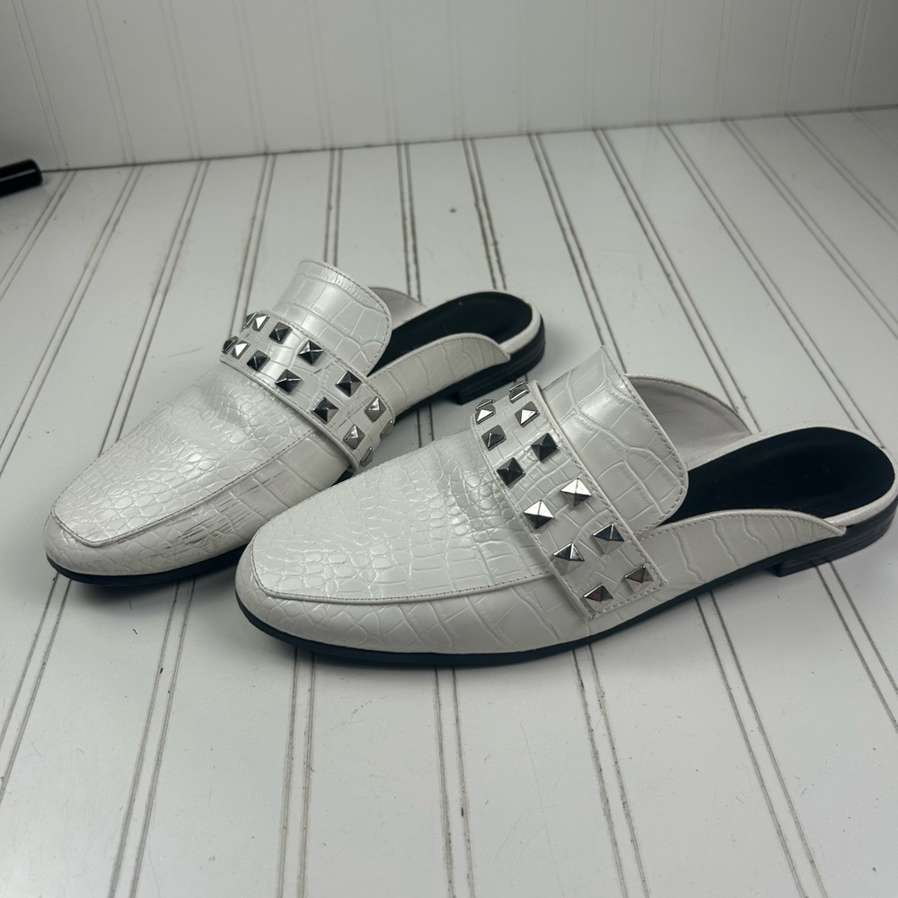 Rampage White Studded Brady Slip-On Loafers Mules Womenโs Size 8.5M - Picture 4 of 11